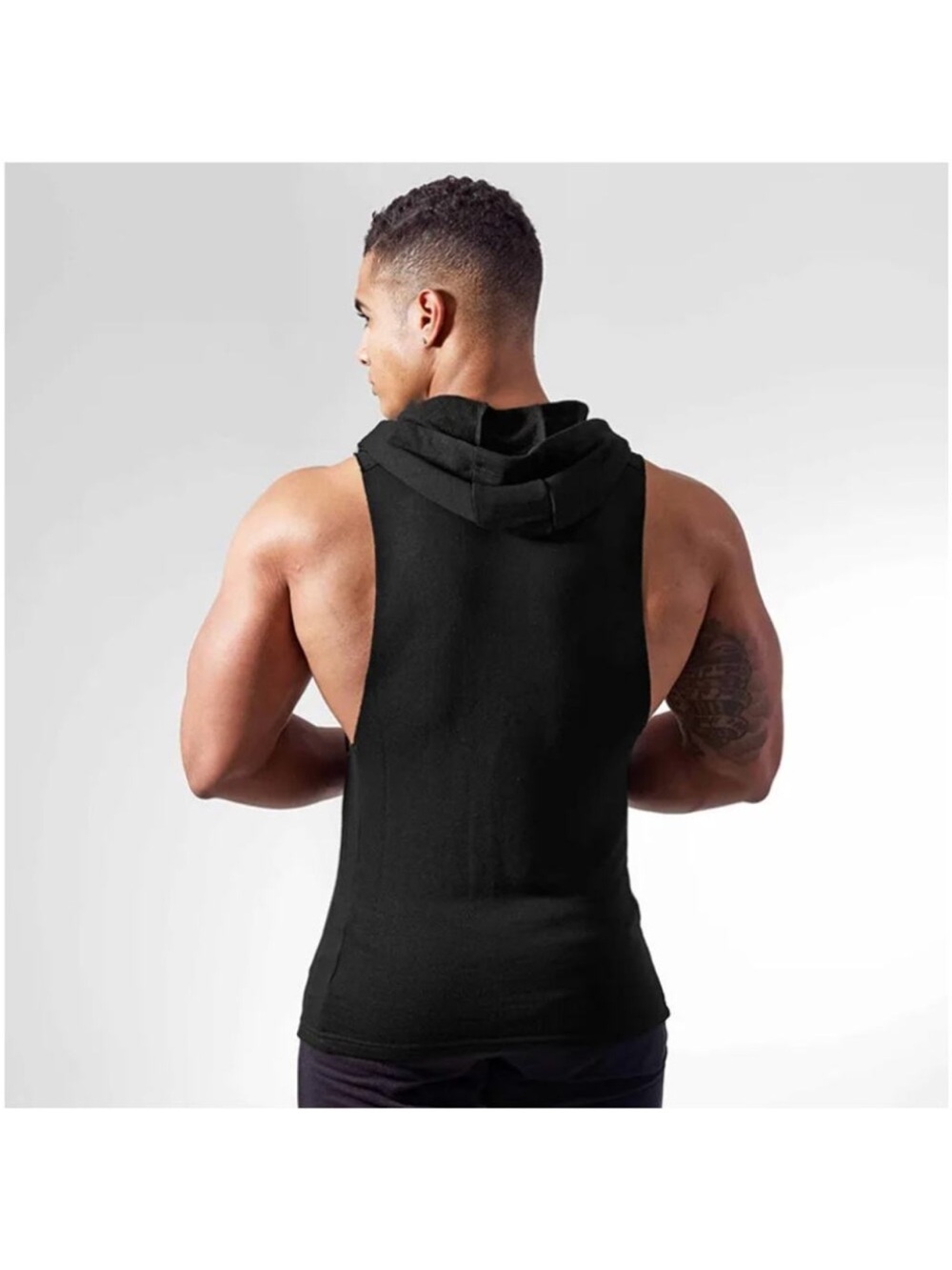 Gymshark Men’s Black Drop Arm Sleeveless Hoodie Tank - Picture 5 of 10